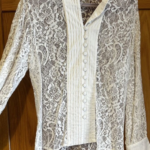 Vassia Kostara lace shirt, size small, white