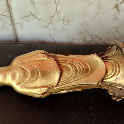 Quan Yin bronze statue like new with red rhinestones