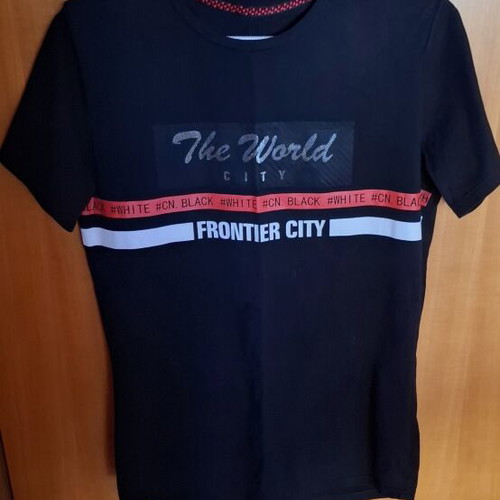 Alessandro black short-sleeve shirt like new, men's M, 95% cotton