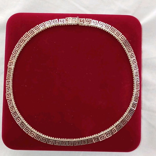 Silver 925 necklace ancient Greek style with meander design like new