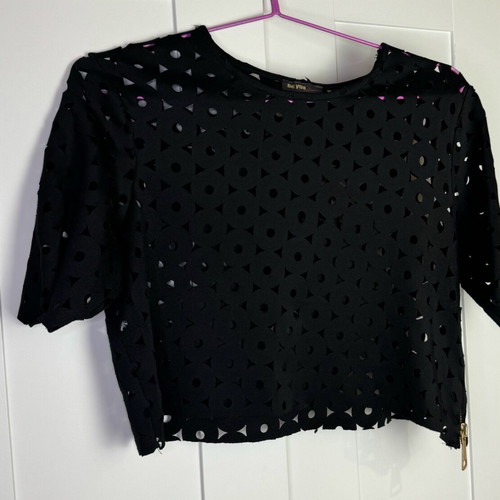 Crop blouse used black see through size M/L