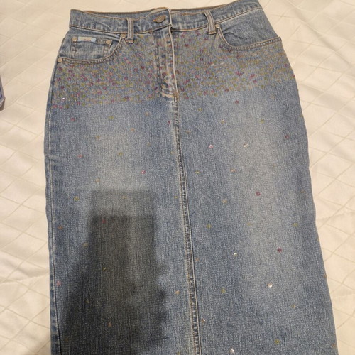 Denim midi skirt size 42 like new, blue
