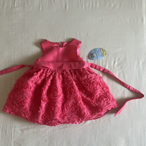 American Princess sleeveless baby dress with 3D flowers and belt