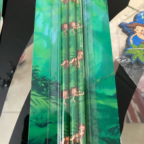 Tarzan Disney school set new with 3 pencils, 2 erasers, keyrings, notecards and envelopes, stamp set 1999