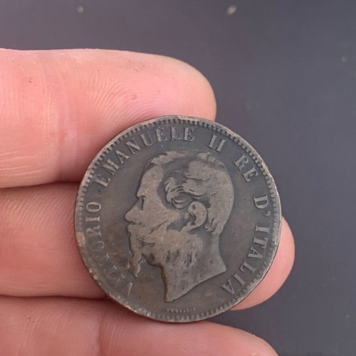 Italian 10 centisimi coin 1863 used countermark