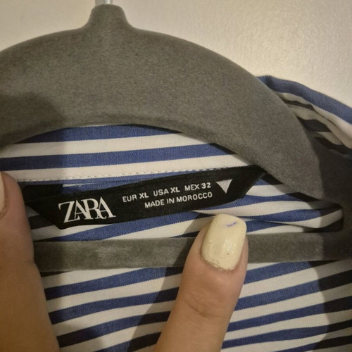 Zara striped crop shirt XL like new, cotton, white and blue