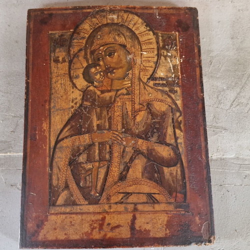 Orthodox icon of Panagia with Christ child on wood used