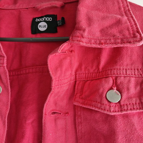 Boohoo women's pink denim jacket used, size XS