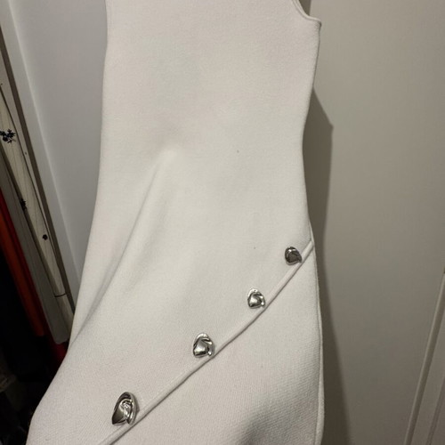 Zara White Dress with Silver Buttons like new