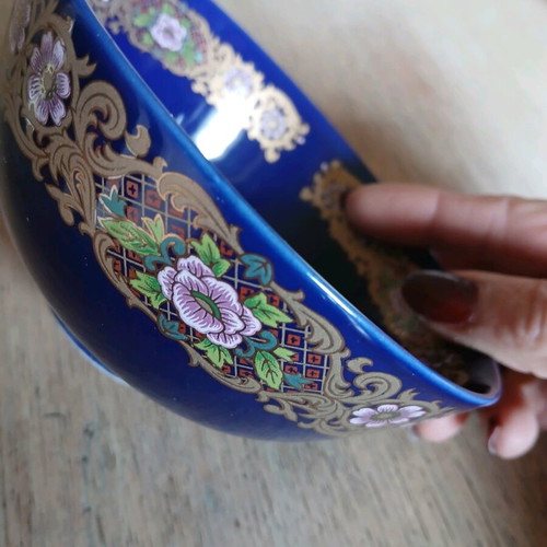 Moroccan cobalt gold bowl new with peacock design 12.5 cm diameter