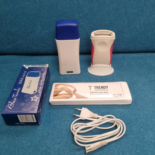 Veet and Blue Tools wax heaters used with 50 hair removal strips