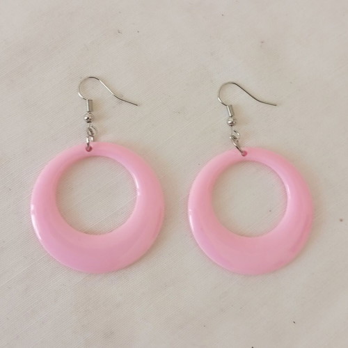 Baby Pink Hanging Earrings in Retro Style, New