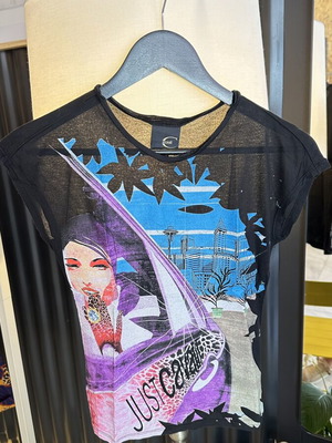 Just Cavalli top with graphic print, size S 36