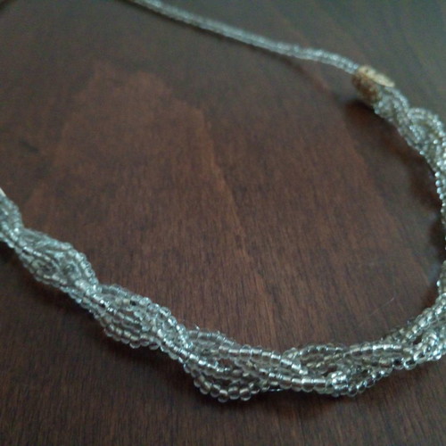 Vintage Bayadère glass microbeads necklace used