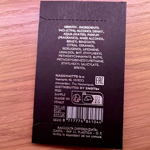 Nasomatto Absinth Extrait de Parfum tester 0.7ml new