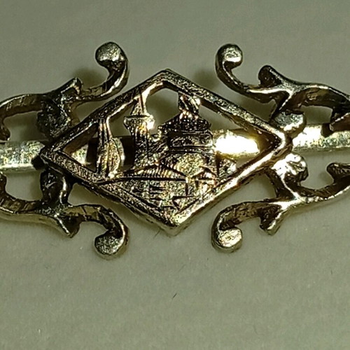 Tie clip silver 925 and 9K gold plated used with filigree design and marcasite stones