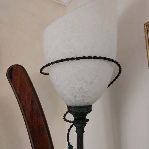 Handmade Tulip Floor Lamp metal and wood like new
