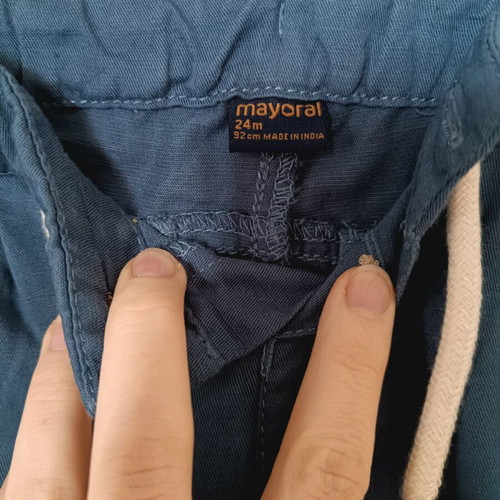 Mayoral baby chinos like new, blue, size 92 cm
