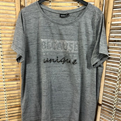 Janina Grey Graphic T-Shirt, Size EU 46