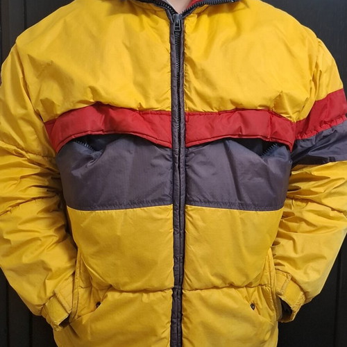 Chevignon Vintage Puffer Jacket Sport Dept Large, like new, yellow color-blocking