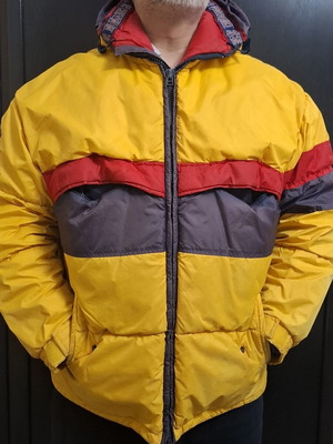 Chevignon Vintage Puffer Jacket Sport Dept Large, like new, yellow color-blocking