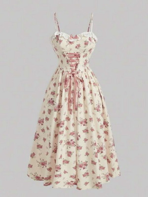 Shein Cottagecore Coquette Dress S New Floral Corset