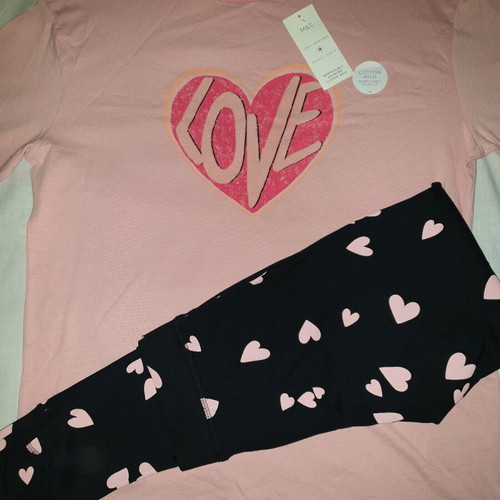 Marks & Spencer pajama set new, size XS, pink and black