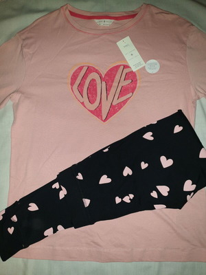 Комплект пижами Marks & Spencer нови XS розов и черен