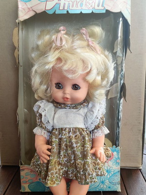 Large Anidol doll vintage used, 35cm height, in original box