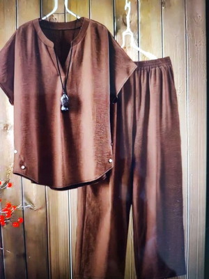 Set pants blouse like new brown