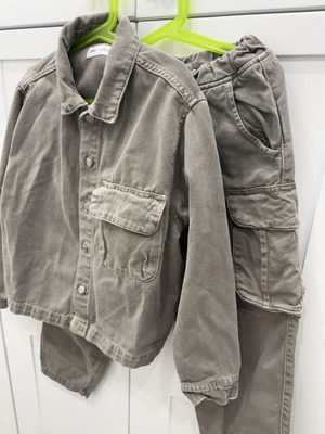 Zara παιδικό τζιν σετ 9-10 ετών 140cm σαν καινούργιο, γκρι μπεζ