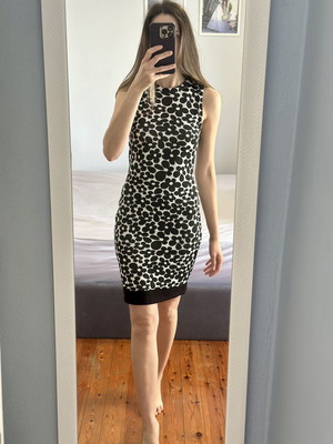 Knitted dress black and white midi fitted H&M new, size S