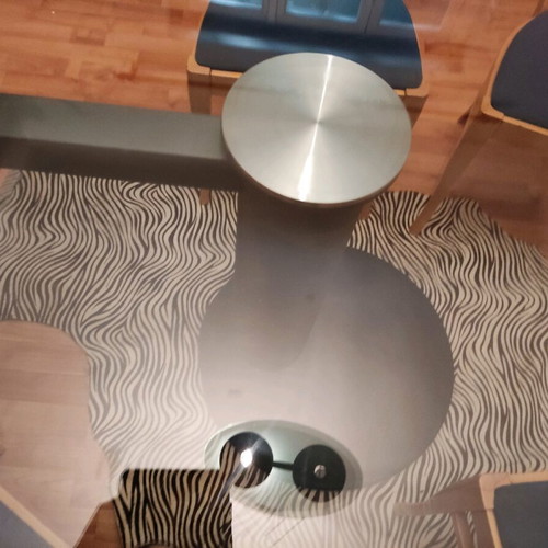Glass dining table with extension used 1.60+1.00 m