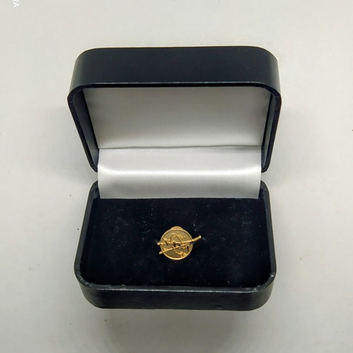 Vintage gold NASA lapel pin new with original case
