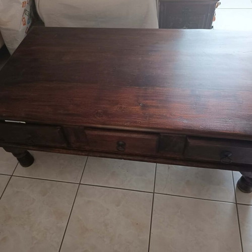 Coffee table made of solid pine wood with 6 drawers, like new