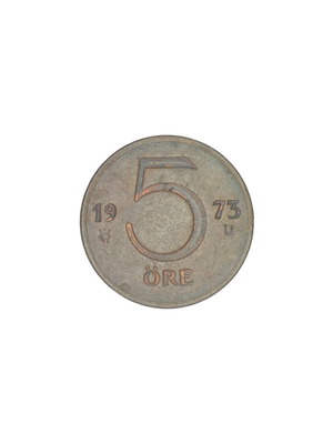 5 Öre Coin 1973 Sweden used