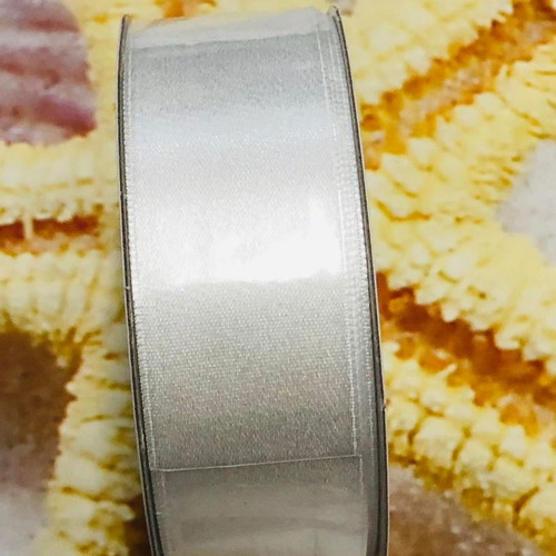 White gift wrapping ribbon new, 100% nylon, 2.5 cm x 10 m