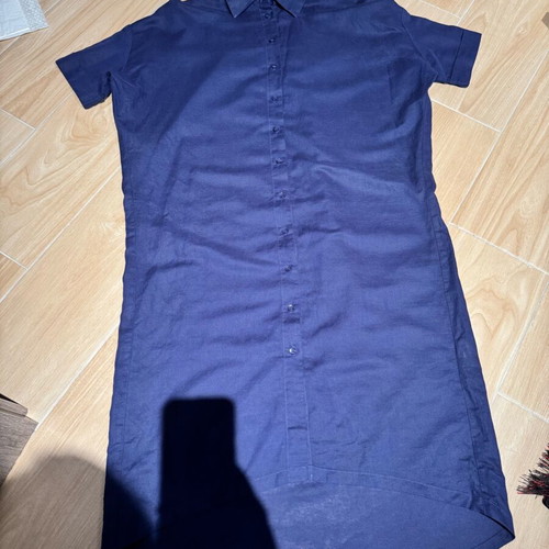Long linen dress blue like new, size S/M, brand Manor