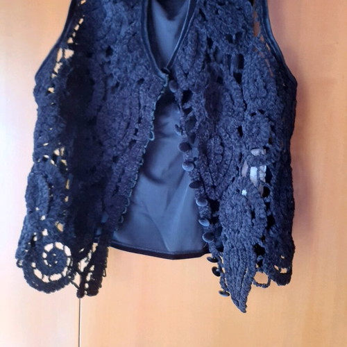 Vintage vest Dora Cavazi black chenille and velvet like new