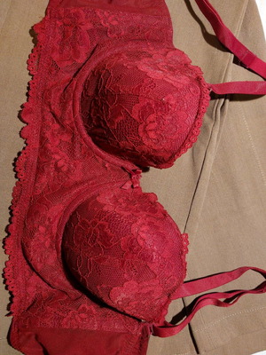 Bra 80B dark red used with lace and bow