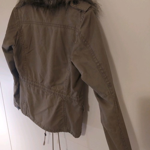 Maison Scotch women's military jacket used, green with detachable fur collar