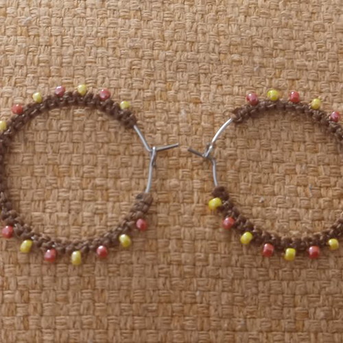 Steel macrame earrings with colorful beads new