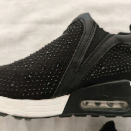 Black women's sneakers with rhinestone effect like new