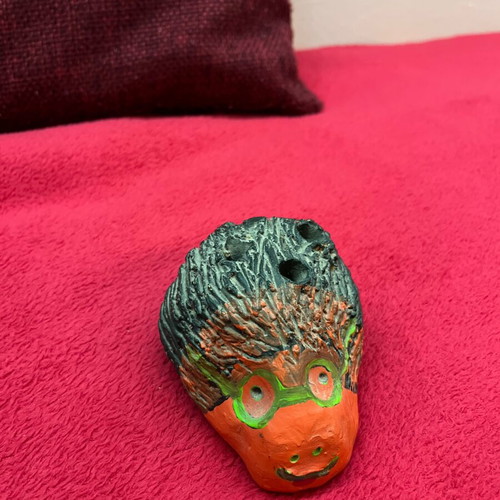 Handmade hedgehog pencil holder used