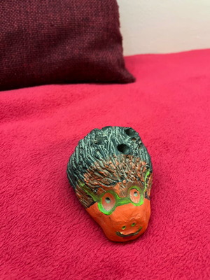 Handmade hedgehog pencil holder used