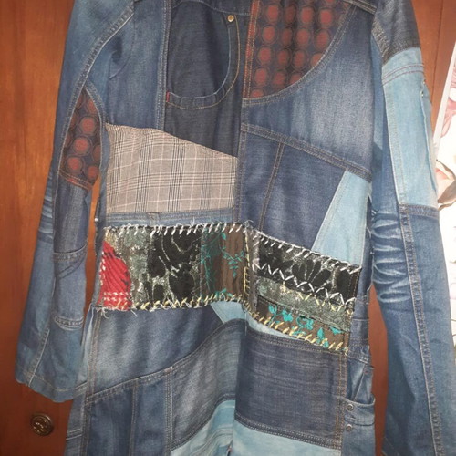 Desigual denim coat size S like new with denim bag