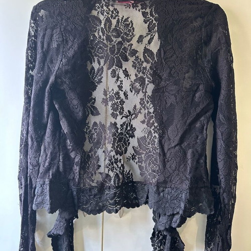 Danoff Lace Wrap Top Black elastic lace like new, size M