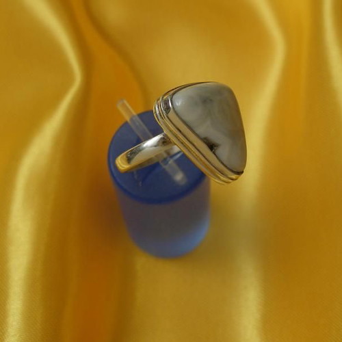 Nephrite mineral ring in 925 silver new