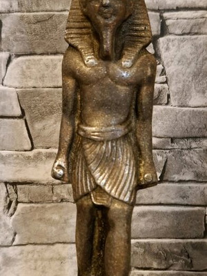 Egyptian statuette used, metal with marble base