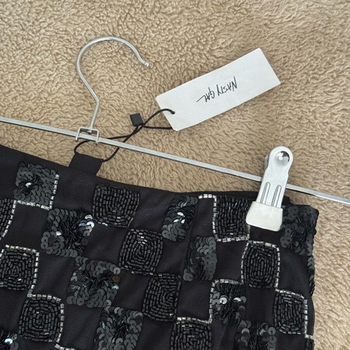 Nasty Gal mini skirt with braided tassels, new, size S, black and silver